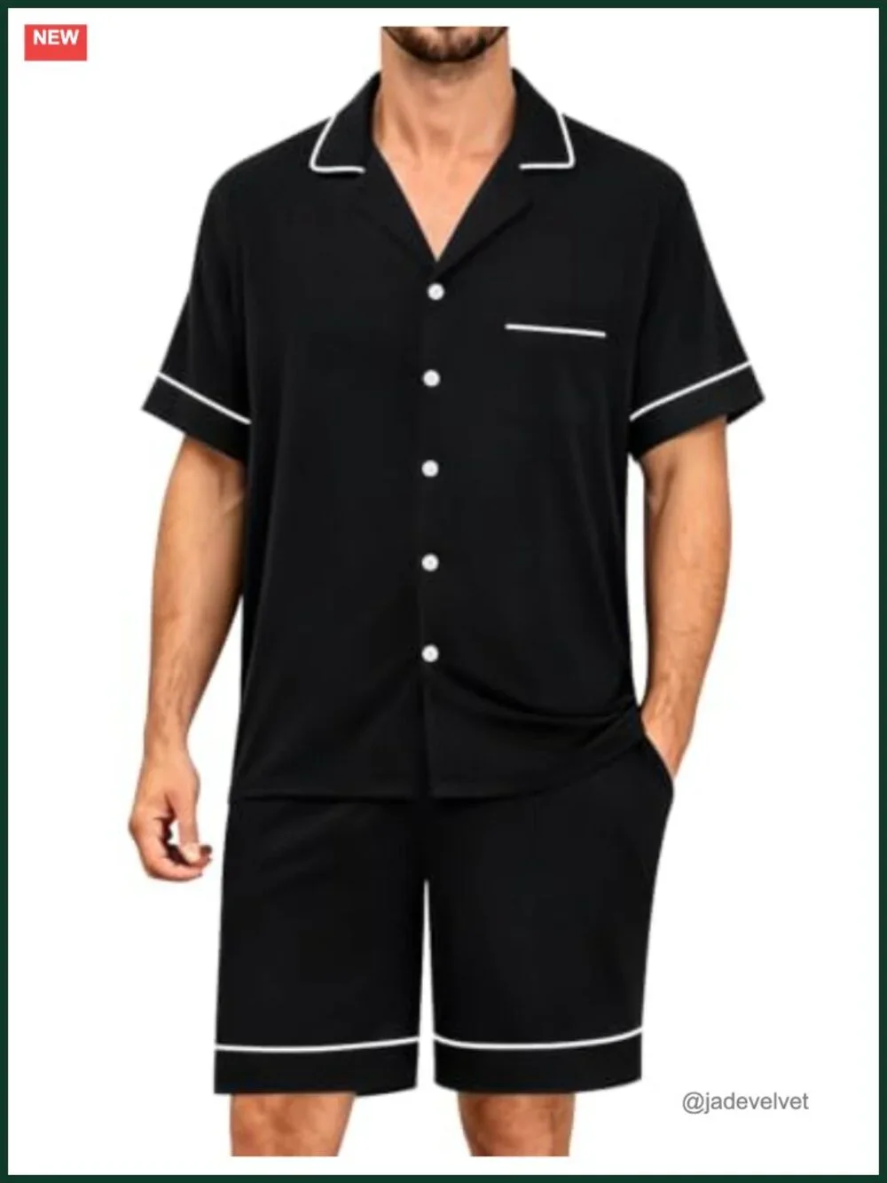 Mens Pajama Sets Short Sleeve Button Down Modal Soft Lounge Pjs with Pockets